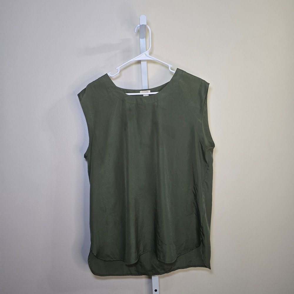 J. Crew Olive Green Sleeveless Top Blouse Womens Size‎ L